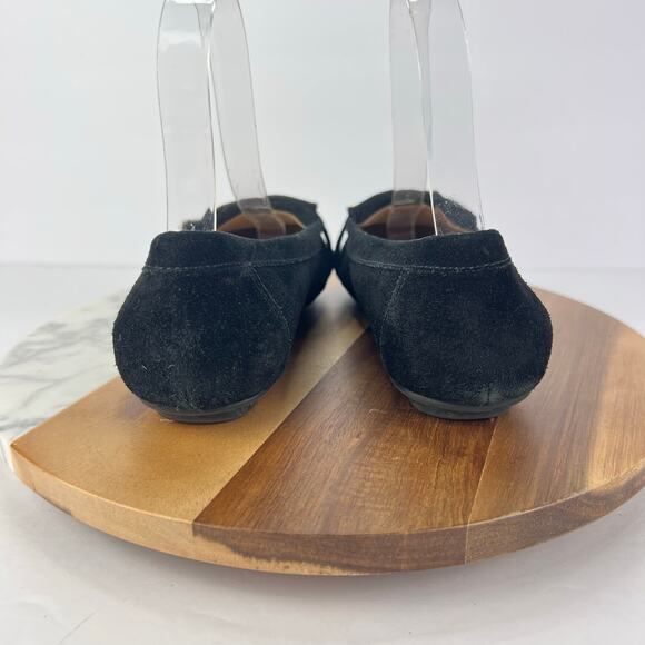 Vionic 5 Thera/VS080 Leather Fringe Studded Detail Women's Black Suede Moccasin - Picture 5 of 9